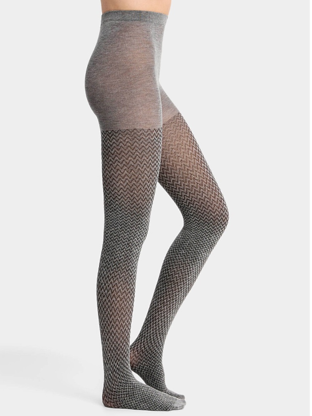 Charcoal embossed zigzag tights made in Italy NWT